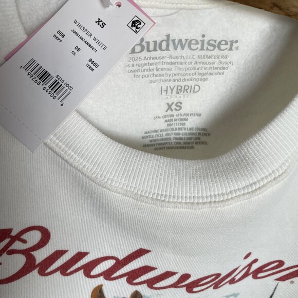 NWT Budweiser Hybrid Clydesdale Horse Graphic Fleece Sweatshirt XS Holiday S - Picture 7 of 14